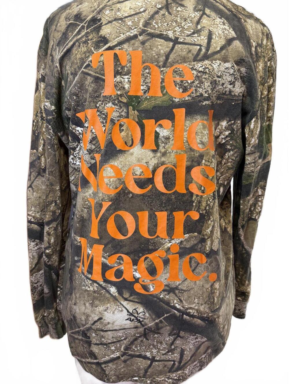 Dressed in Lala - The World Needs Your Magic Oversized Long Sleeve Camo Tee  S/M - Picture 2 of 6